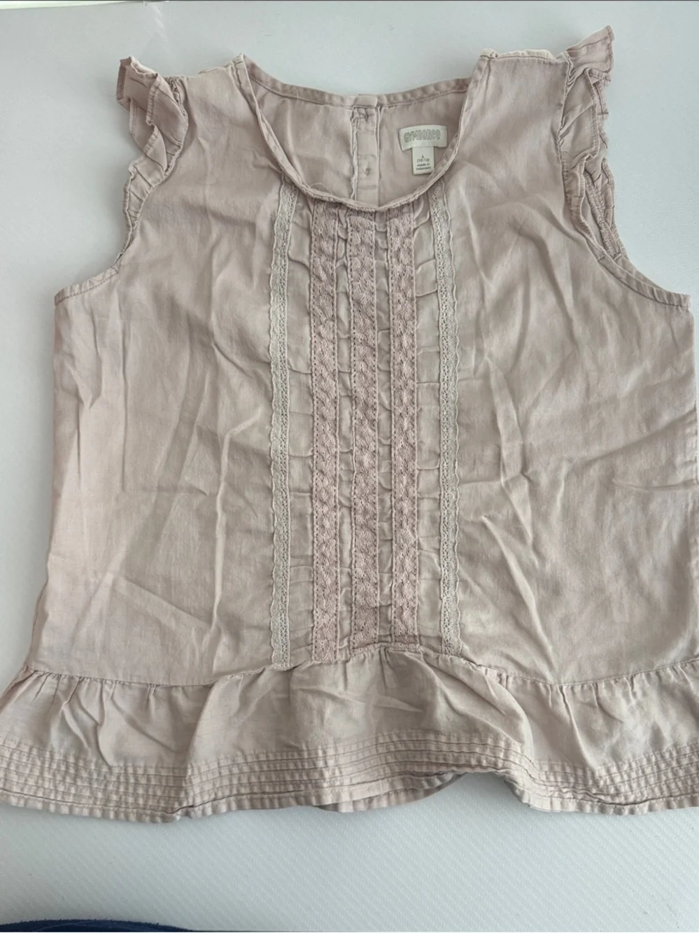 Gymboree Dusty Pink Ruffle Hem Pintuck Sleeveless Top